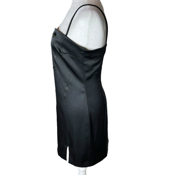 Y2K Rampage Black Mini Dress Floral Embellishment Spaghetti Strap Size 7 - Picture 5 of 11